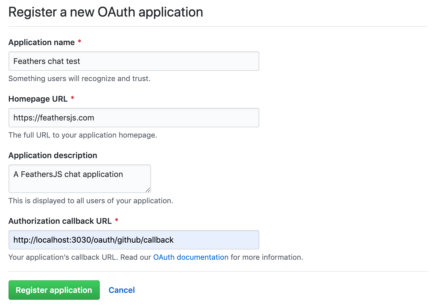 Screenshot of the GitHub application screen